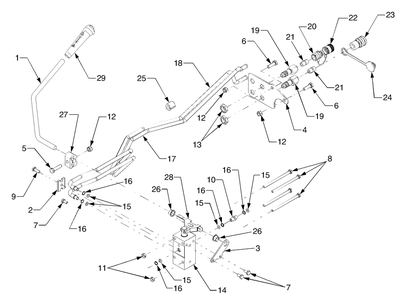 Auxiliary Hydraulics Diagram and Parts List for GT3200 14A692010-14B692710 Cub Cadet Lawn Tractor